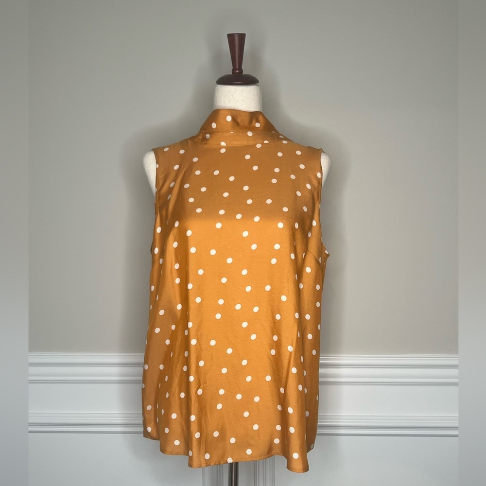 NWT! Boden Yellow Polka Dot Blouse Bow 🎀 tie back Size 10